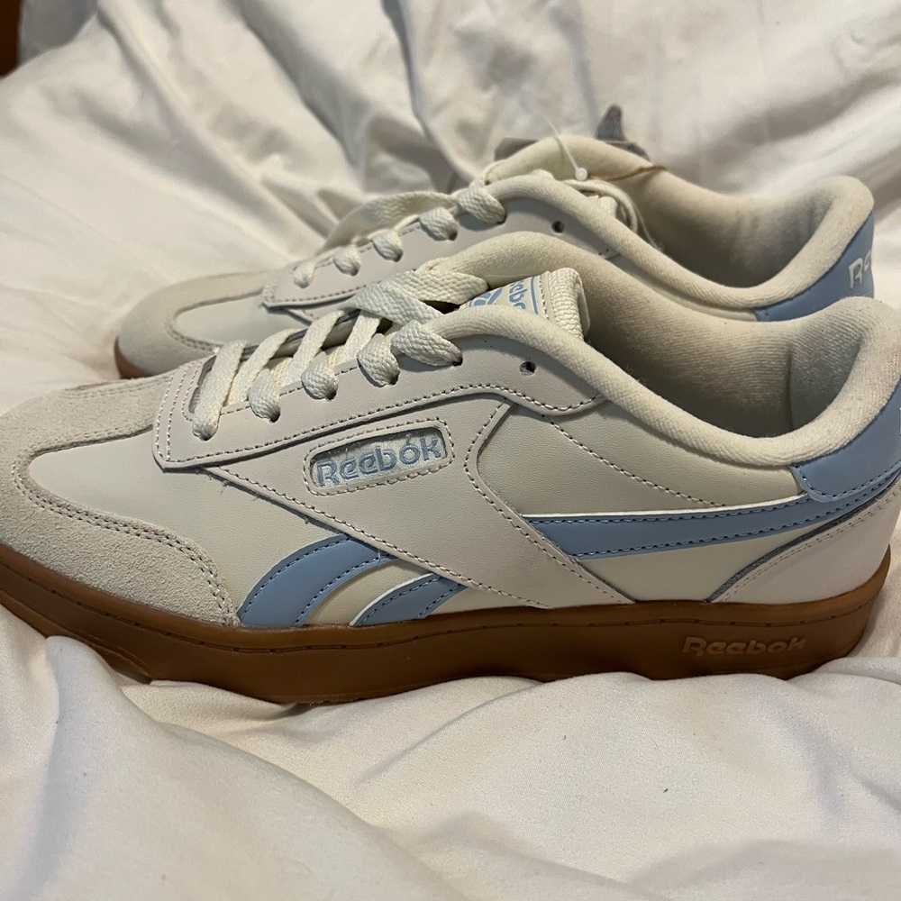 Reebok Cream and Light Blue Sneakers